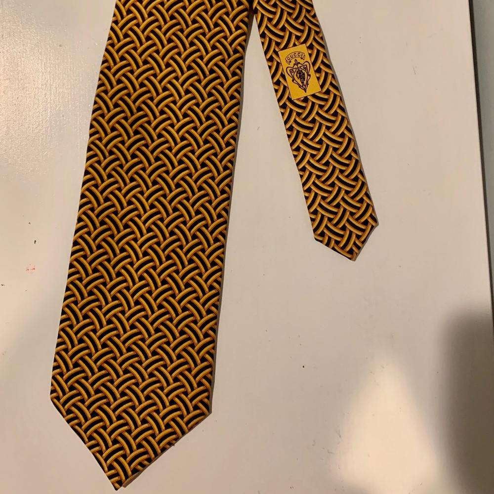 Men's Gold and Navy Blue Tie